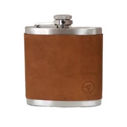 Trappers Hip Flask with Leather Cover - 210ml